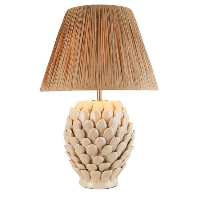 Netlighting Layered Leaf Ivory Table Lamp Raffia Raffia Shade 30cm B22 in Beige - image 1
