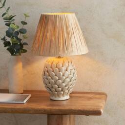 Netlighting Layered Leaf Ivory Table Lamp Raffia Raffia Shade 30cm B22 in Beige - thumbnail 2