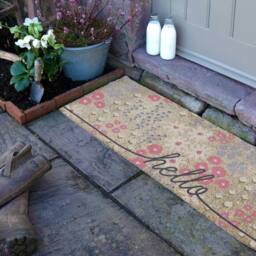 Artsy Mats Hello Scribbly Floral Coir Doormat (120 x 40cm) in Brown - Size: 40 cm x 120 cm - thumbnail 3