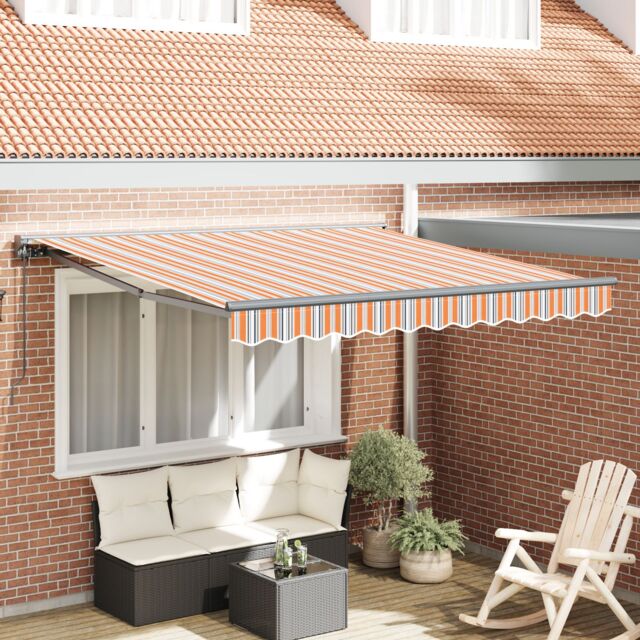 Berkfield Home Retractable Awning Manual Blue & orange 300x250 cm - image 1
