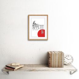 "Artery8 Wall Art Print Bon Appetit Typography Framed in Beige - Size: W7"" x H9""" - thumbnail 2