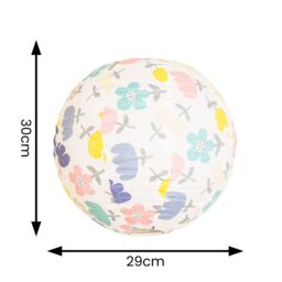 ValueLights Annie Bold Floral Natural Fabric Globe Ball Ceiling Lamp Shade with LED Bulb - thumbnail 4