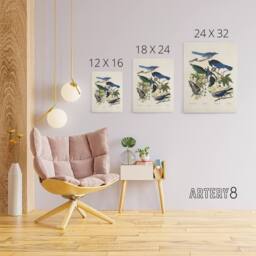 "Artery8 Magpie Clarks Crow & Jays Audubon Nature Canvas Wall Art in White - Size: W18"" x H24""" - thumbnail 4