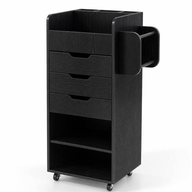 Costway Rolling Storage Cart Mobile Storage Cabinet with 3 Drawers in Black - image 1