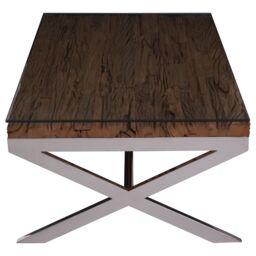 Orsina Natural Wood Coffee Table With Cross Base Design, Rectangular Wooden Table For Livingroom, Solid Mango Wood - thumbnail 2