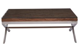 Orsina Natural Wood Coffee Table With Cross Base Design, Rectangular Wooden Table For Livingroom, Solid Mango Wood - thumbnail 3