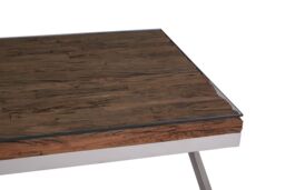 Orsina Natural Wood Coffee Table With Cross Base Design, Rectangular Wooden Table For Livingroom, Solid Mango Wood - thumbnail 4