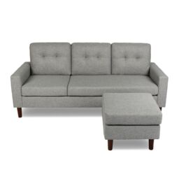 Home Garden Direct Pisa Small Corner Sofa with Reversible Chaise - Soft Woven Fabric Grey - Size: 3 Seater - thumbnail 7