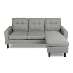 Home Garden Direct Pisa Small Corner Sofa with Reversible Chaise - Soft Woven Fabric Grey - Size: 3 Seater - thumbnail 5