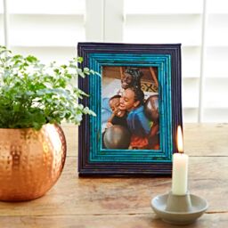 Paper High Reclaimed Newspaper Photo Frame in Dark Blue - Size: Medium - thumbnail 5