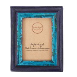Paper High Reclaimed Newspaper Photo Frame in Dark Blue - Size: Medium - thumbnail 1