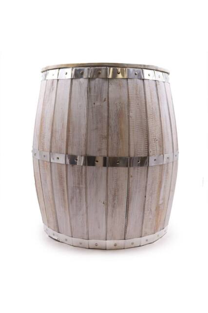 KDMD Whitewash Beer Barrel Table Rustic Modern Coffee & Side Table in White - image 1