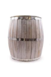 KDMD Whitewash Beer Barrel Table Rustic Modern Coffee & Side Table in White