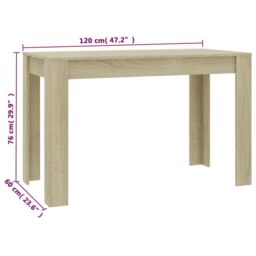 Berkfield Home Dining Table Sonoma Oak 120x60x76 cm Engineered Wood in Brown - Size: 120 x 60 x 76 cm - thumbnail 6