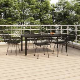 Berkfield Home Beautiful 7 Piece Garden Dining Set Black Poly Rattan - thumbnail 2