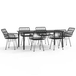 Berkfield Home Beautiful 7 Piece Garden Dining Set Black Poly Rattan - thumbnail 3