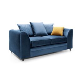 Abakus Direct Chicago Spill-Proof Velvet 2 Seater Sofa in Dark Blue - thumbnail 3