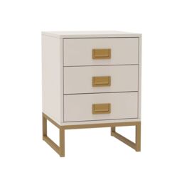 Melody Maison Pair Of 3 Drawer Bedside Table - Elle Stone Range in Beige