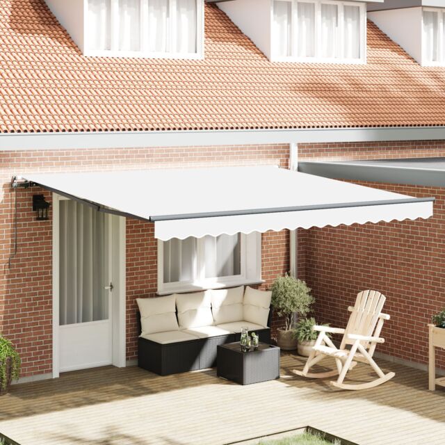 Berkfield Home Manual Retractable Awning White 400x300 cm - image 1