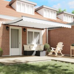 Berkfield Home Manual Retractable Awning White 400x300 cm - thumbnail 3