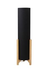 ValueLights Henry Wooden Base Midi Floor Lamp with Tall Fabric Shade with LED Bulb in Charcoal - thumbnail 6