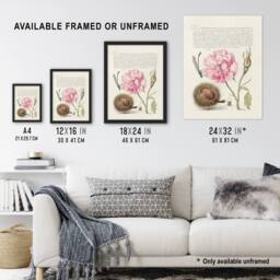 Artery8 Damselfly Rose Chestnut Spider Calligraphy Framed Wall Art Print in White - Size: A4 - thumbnail 3