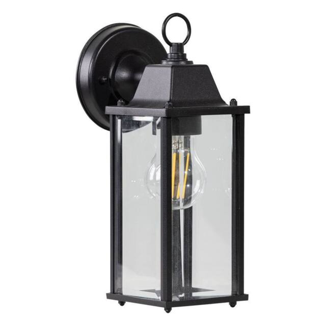 First Choice Lighting Chatham - Black & Glass Panelled Outdoor Wall Lantern Light - image 1