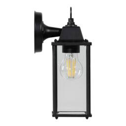 First Choice Lighting Chatham - Black & Glass Panelled Outdoor Wall Lantern Light - thumbnail 3