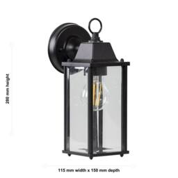 First Choice Lighting Chatham - Black & Glass Panelled Outdoor Wall Lantern Light - thumbnail 6