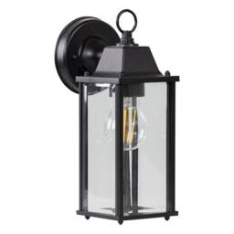 First Choice Lighting Chatham - Black & Glass Panelled Outdoor Wall Lantern Light