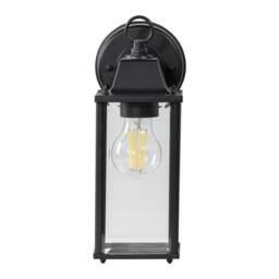 First Choice Lighting Chatham - Black & Glass Panelled Outdoor Wall Lantern Light - thumbnail 2