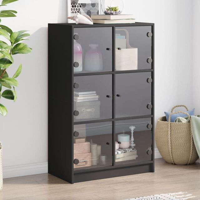 Berkfield Home Highboard with Doors Black 68x37x109 cm Engineered Wood - Size: 68 x 37 x 109 cm - image 1