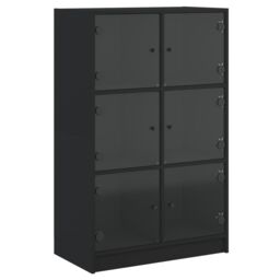 Berkfield Home Highboard with Doors Black 68x37x109 cm Engineered Wood - Size: 68 x 37 x 109 cm - thumbnail 2