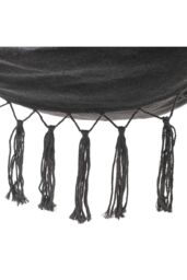 H&O Direct Foldable Canvas Leisure Reading Hammock Chair Hanging Rope Swing with 2 Cushions & Side Pocket for Books, Max 440 Lbs in Dark Grey - thumbnail 7