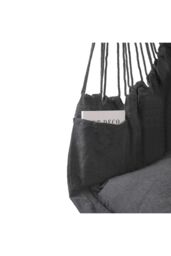 H&O Direct Foldable Canvas Leisure Reading Hammock Chair Hanging Rope Swing with 2 Cushions & Side Pocket for Books, Max 440 Lbs in Dark Grey - thumbnail 5