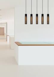 Lucide 'LIONEL' Dimmable Adjustable Stylish Indoor Bar Pendant Light 5xE27 in Black - thumbnail 3
