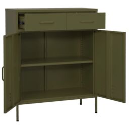 Berkfield Home Storage Cabinet Olive Green 80x35x101.5 cm Steel - thumbnail 5