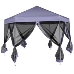Berkfield Home Hexagonal Pop-Up Marquee with 6 Sidewalls Dark Blue 3.6x3.1 m - thumbnail 1
