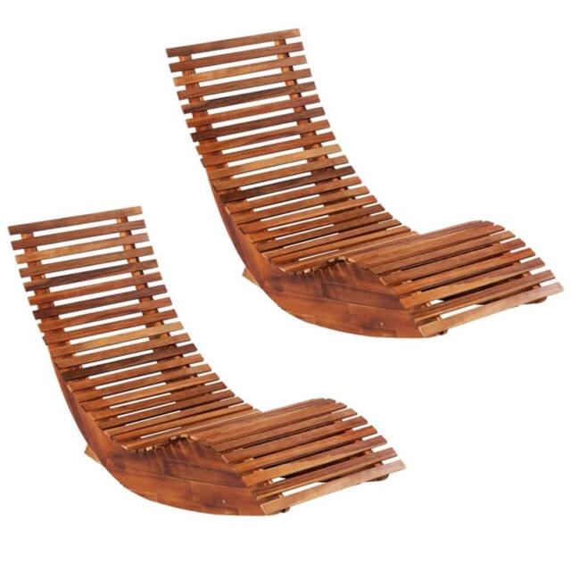 Berkfield Home Rocking Sun Loungers 2 pcs Acacia Wood in Brown - image 1