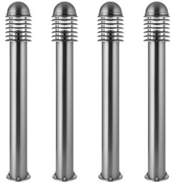 Loops 4 PACK 1m Outdoor Post Bollard Light Polished Steel Vandal Proof Pathway Lamp in Metallics