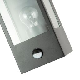 Happy Homewares Modern Outdoor PIR Sensor Wall Light Fitting with Box Lantern Shape IP44 Rated in Black - thumbnail 4