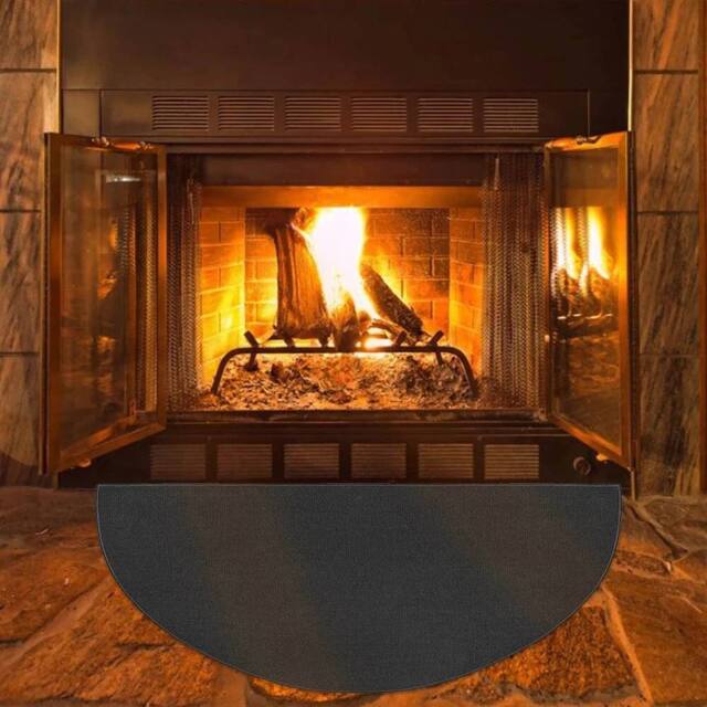 Havendro 61x106cm Fire Resistant Mat Fireplace Grill Protection in Black - Size: 61x106 cm - image 1