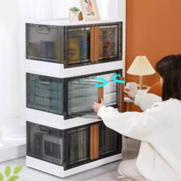 KORVIXA 3PCS Collapsible Plastic Box Container in Black - Size: 500mm - thumbnail 1