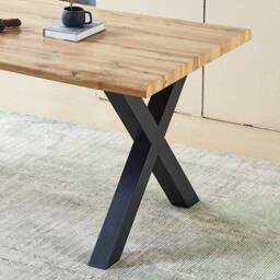 HomeTouch Weston Natural Oak Wood Veneer Live Edge Dining Table 160cm Kitchen Table in Walnut - Size: 1 Pack - thumbnail 8