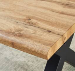 HomeTouch Weston Natural Oak Wood Veneer Live Edge Dining Table 160cm Kitchen Table in Walnut - Size: 1 Pack - thumbnail 9