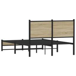 Berkfield Home Metal Bed Frame without Mattress Sonoma Oak 120x200 cm in Brown - Size: Small Double - thumbnail 7