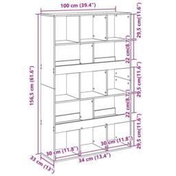 Berkfield Home Classic Bookcase Black 100x33x156.5 cm Engineered Wood - thumbnail 9