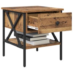 Berkfield Home Bedside Tables 2 pcs Old Wood 40x42x45 cm Engineered Wood in Brown - Size: 40 x 42 x 45 cm - thumbnail 3