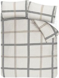 Smart Living Luxury Easy Care Houndstooth Check Brushed Cotton Duvet Cover Set in Natural - Size: Super King - thumbnail 6
