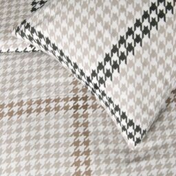 Smart Living Luxury Easy Care Houndstooth Check Brushed Cotton Duvet Cover Set in Natural - Size: Super King - thumbnail 4